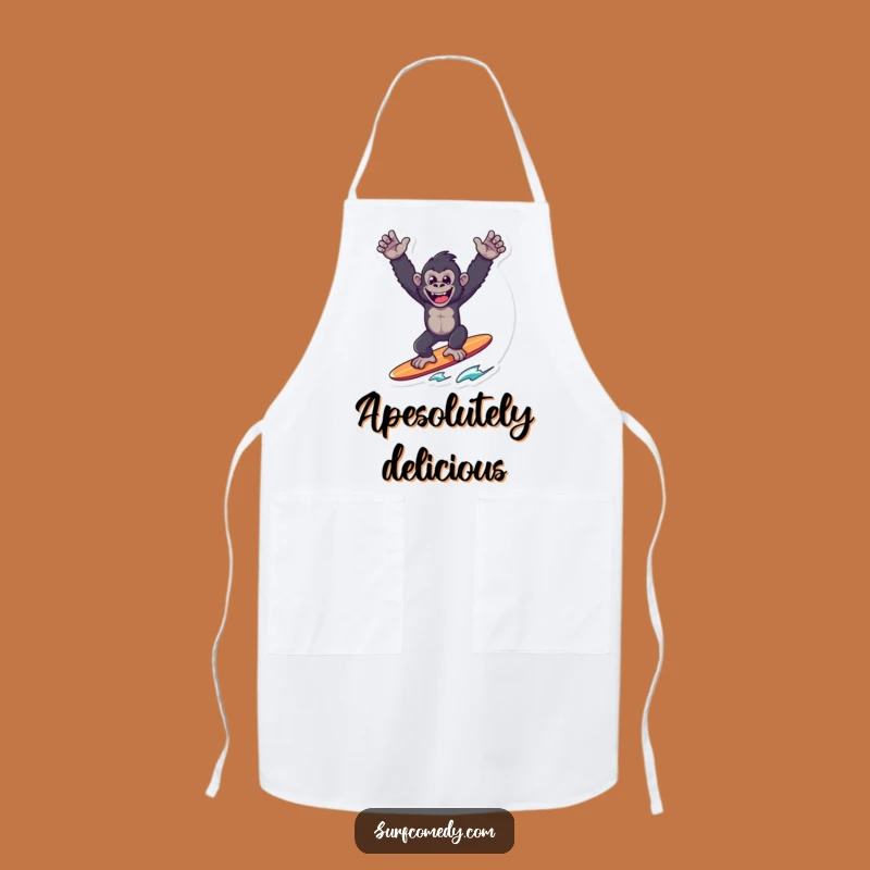 Funny Gorilla Surfer Apron: Joyful Victory Pose - Chef's Funny Gift!
