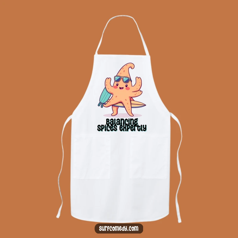 Funny Kawaii Starfish Surfer Apron, Beach Kitchen Humor Gift