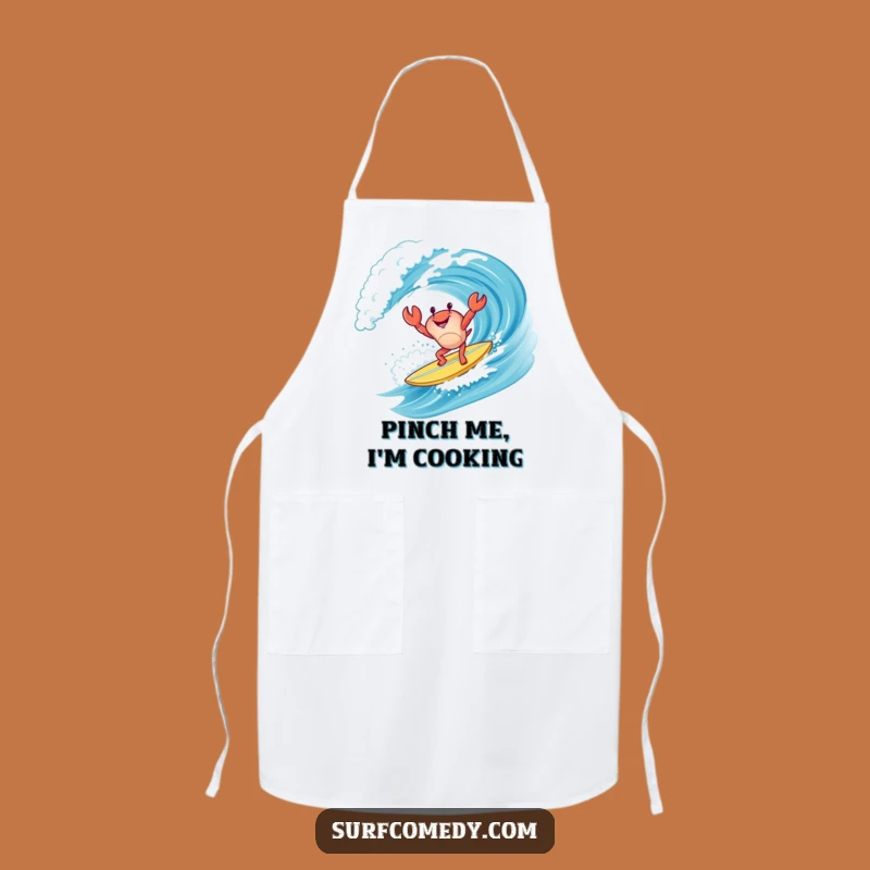 Funny Crab Surf Apron: Handstand Surfer Chef, Kitchen Beach Gift