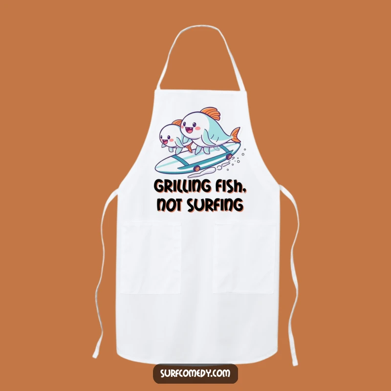 Funny Kawaii Fish Surfboard Apron - Hilarious Kitchen Wear & Chef Gift
