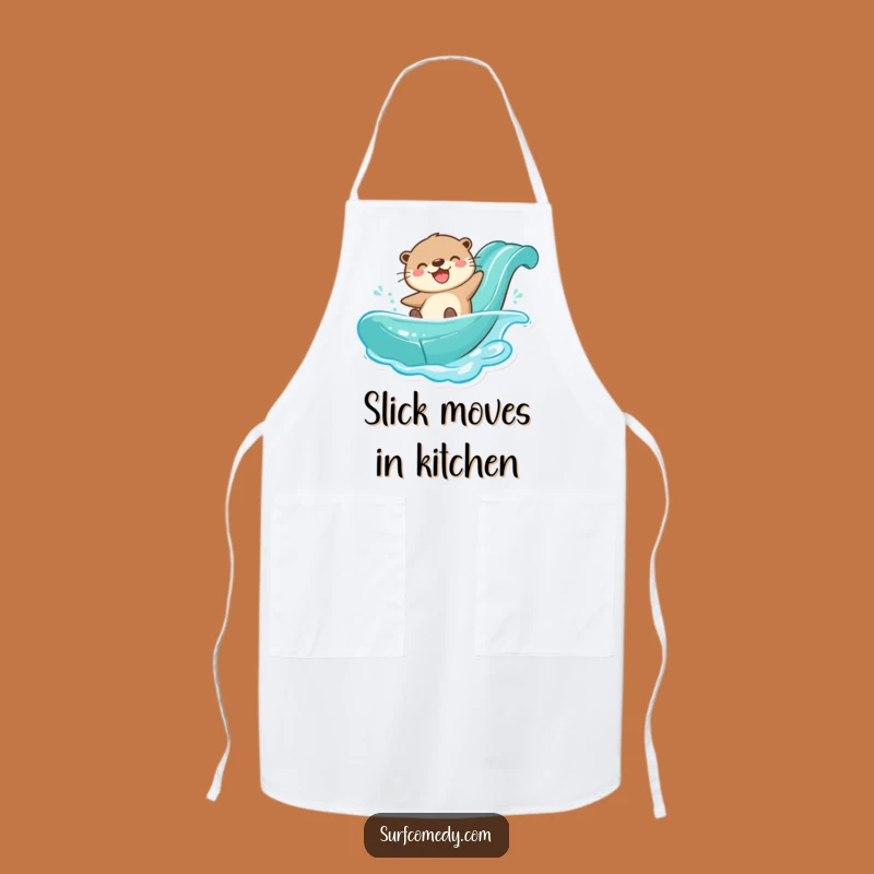 Funny Otter Water Slide Apron: Kitchen Fun and Joyful Chef Companion Gift