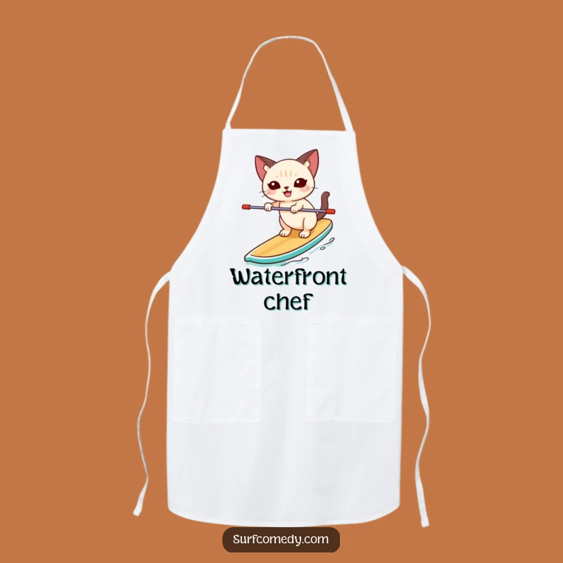 Funny Paddleboard Siamese Cat Apron: Cook With Watery Humor