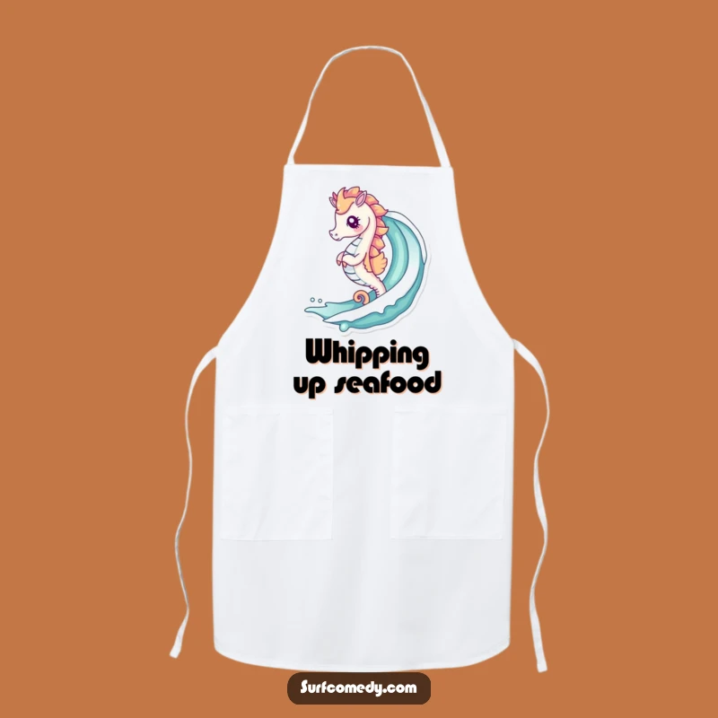 Funny Kawaii Seahorse Wave Apron - Kitchen Surfer Gift