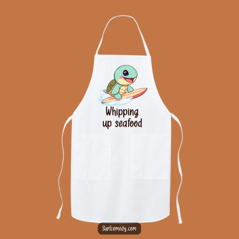 Funny Sea Turtle Surfing Apron: Grill and Chill with Beachy Humor