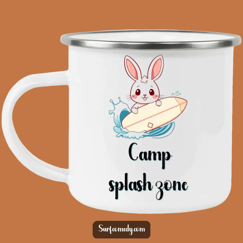 Funny Rabbit Surf Shield Camping Mug - Hilarious Outdoor Splash Guard Gift