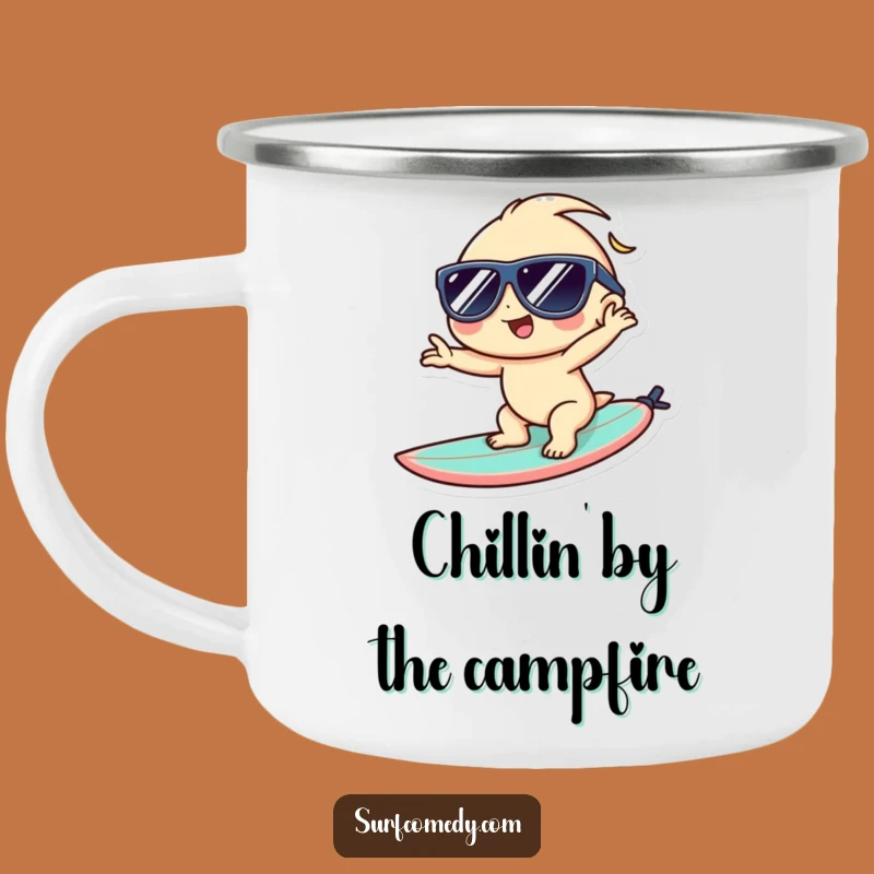 Funny Kawaii Surfer Camping Mug - Cool Vibes for Outdoor Adventures