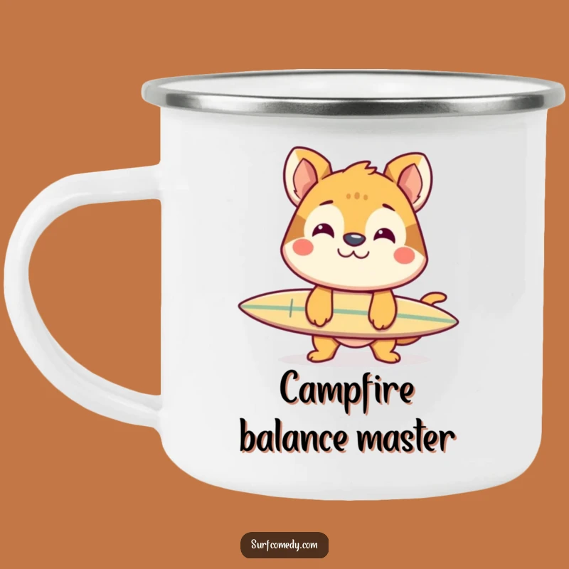 Funny Animal Surf Balance Camping Mug - Cheerful Grin Outdoors!