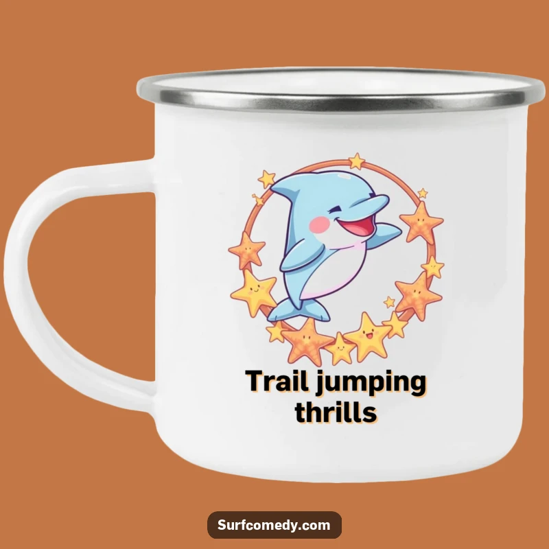 Funny Dolphin Hoop Jump Camping Mug - Adventure Ready Marine Gear