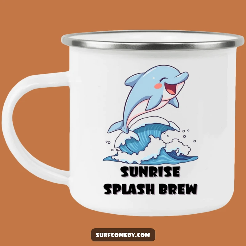 Funny Dolphin Leaping Camping Mug: Adventure with a Splash of Joy