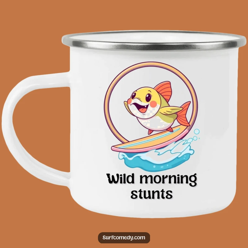 Funny Fish Hoop Camping Mug - Durable & Hilarious Outdoor Fun Gift