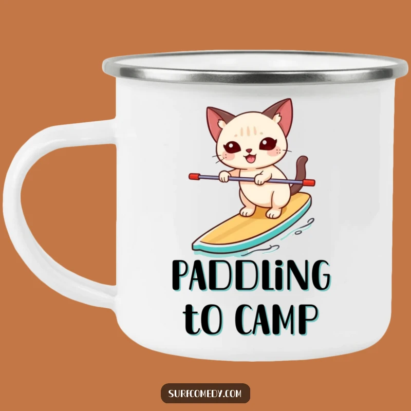 Funny Paddleboard Siamese Cat Camping Mug: Adventure Fuel With Watery Joy