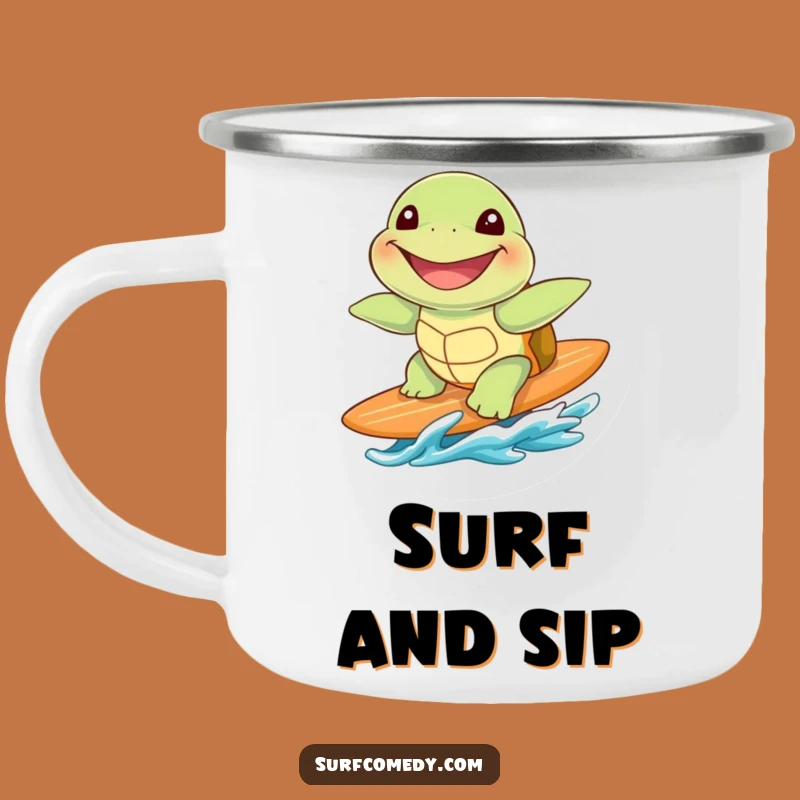 Funny Sea Turtle Surfing Camping Mug - Outdoor Adventure Gift