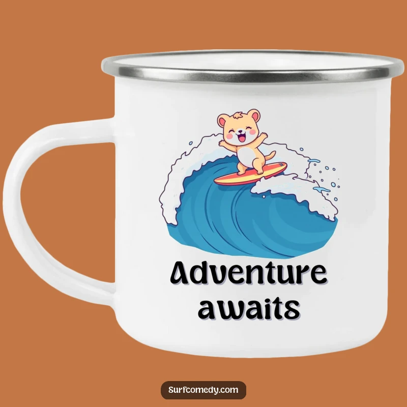 Funny Surfer Animal Camping Mug: Adventure & Waves, Gift