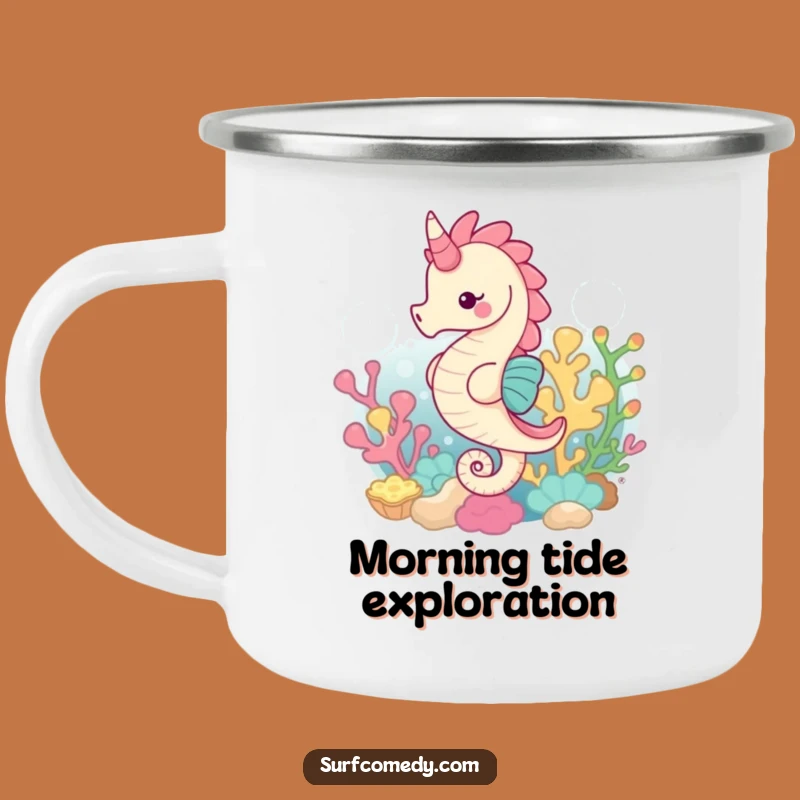 Funny Seahorse Camping Mug: Adventure Fuel with Ocean Grace!