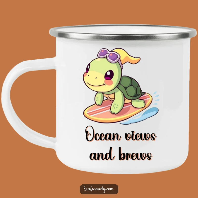 Funny Turtle Surfing Camping Mug - Durable & Hilarious Outdoor Adventure Cup