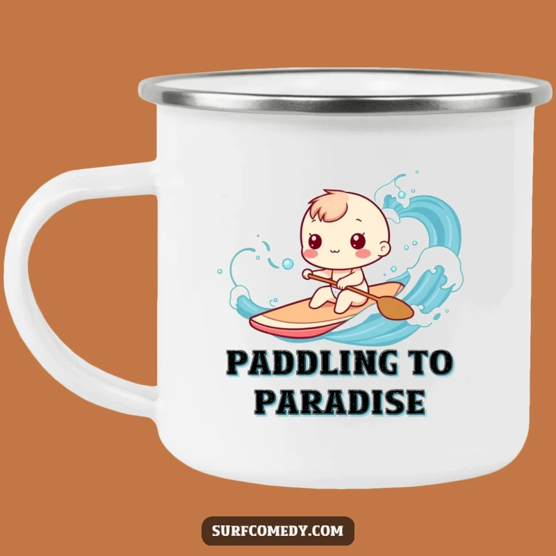 Funny Kawaii Ocean Paddler Camping Mug: Serene Trailside Coffee Cup