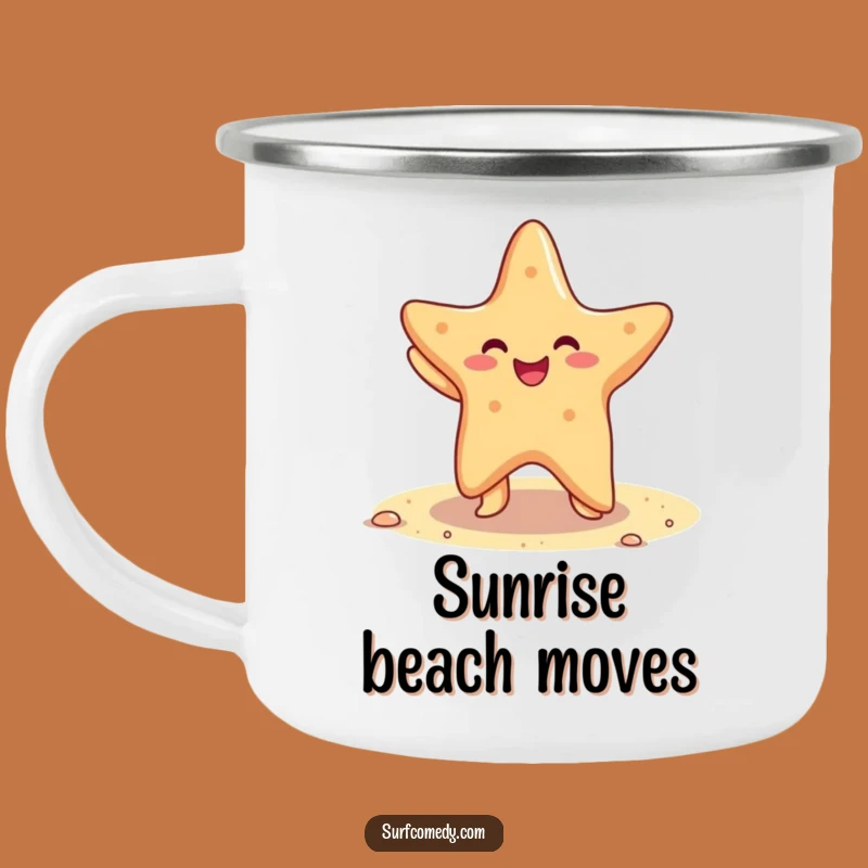 Funny Starfish Camping Mug: Adventure Fuel with Beach Dance!