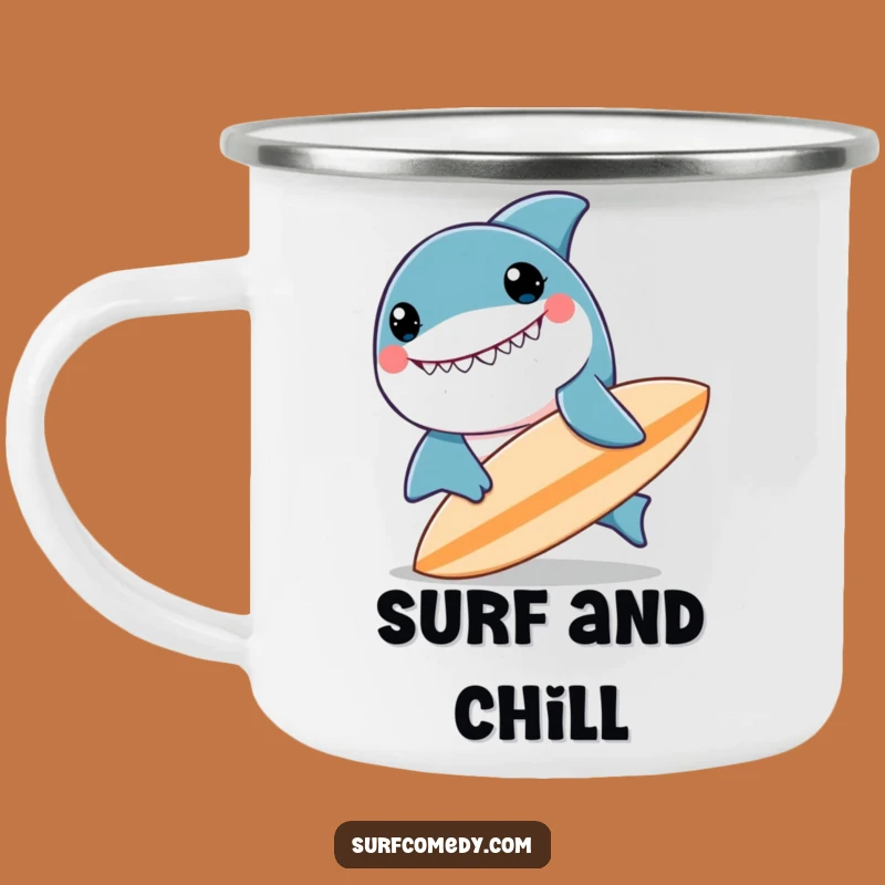 Funny Kawaii Shark Camping Mug - Adventure-Ready and Hilarious