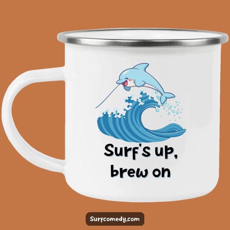 Funny Dolphin Wave Camping Mug: Adventure Ready Drinkware, Hilarious Funny Gift