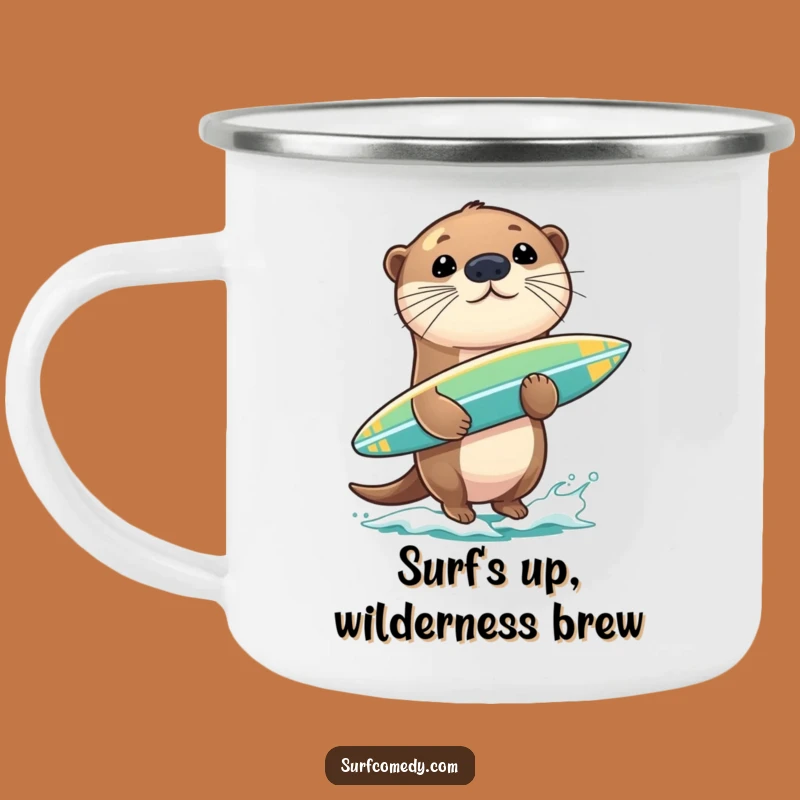 Funny Otter Surfing Camping Mug - Durable & Hilarious Outdoor Companion
