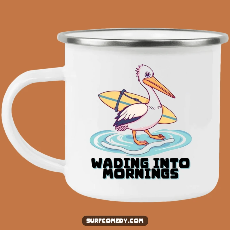 Funny Pelican Surfer Camping Mug - Adventure Ready Beach Gear