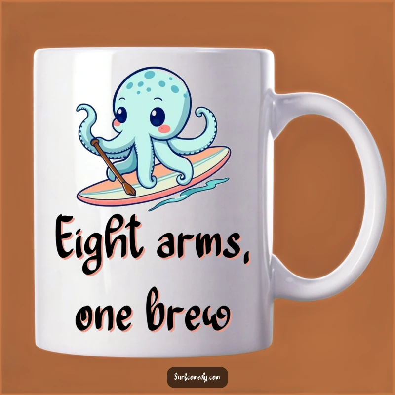 Funny Octopus Surfer Mug - Hilarious Ocean Paddling Gift for Him/Her