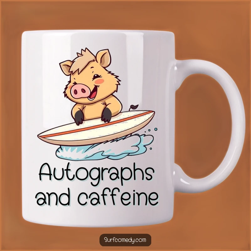 Funny Boar Surfer Autograph Mug - Hilarious Signed Surfboard Gift for Fans
