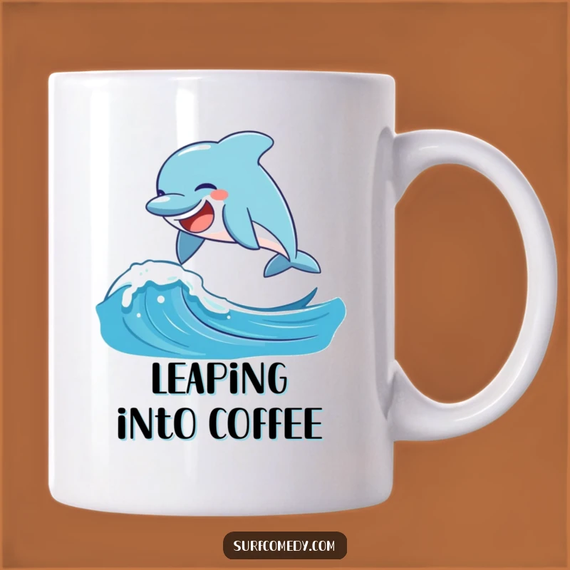 Funny Laughing Dolphin Leaping Mug - Ocean Joyful Gift