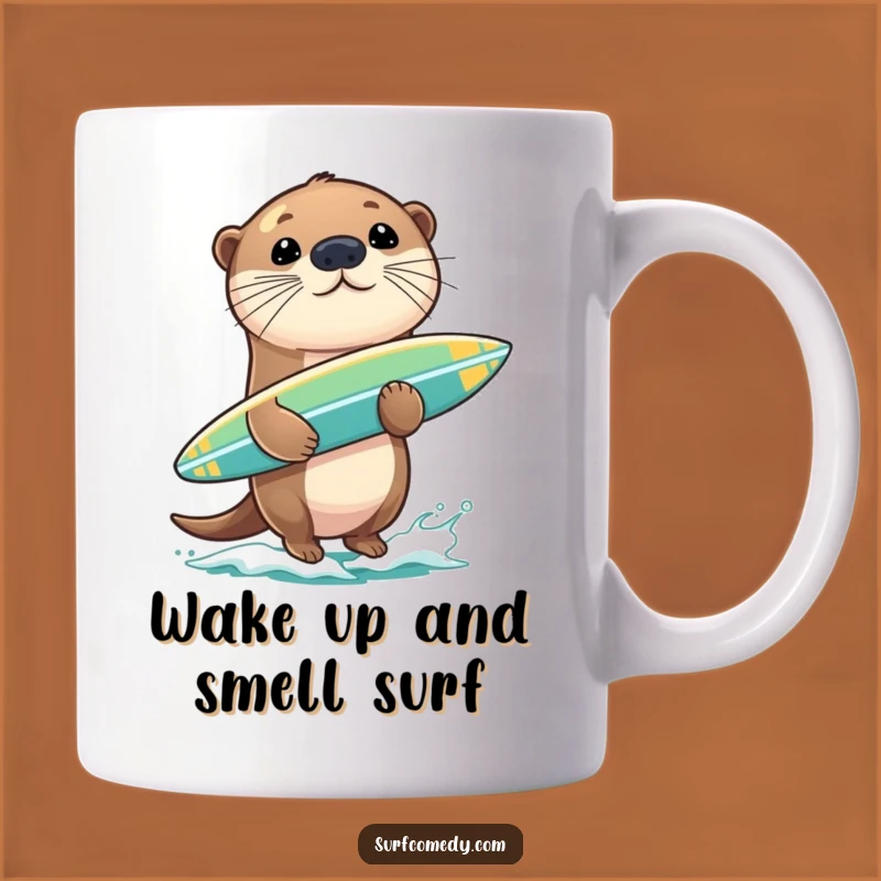 Funny Otter Surfing Mug - Hilarious Balancing Act Gift for Beach Lovers