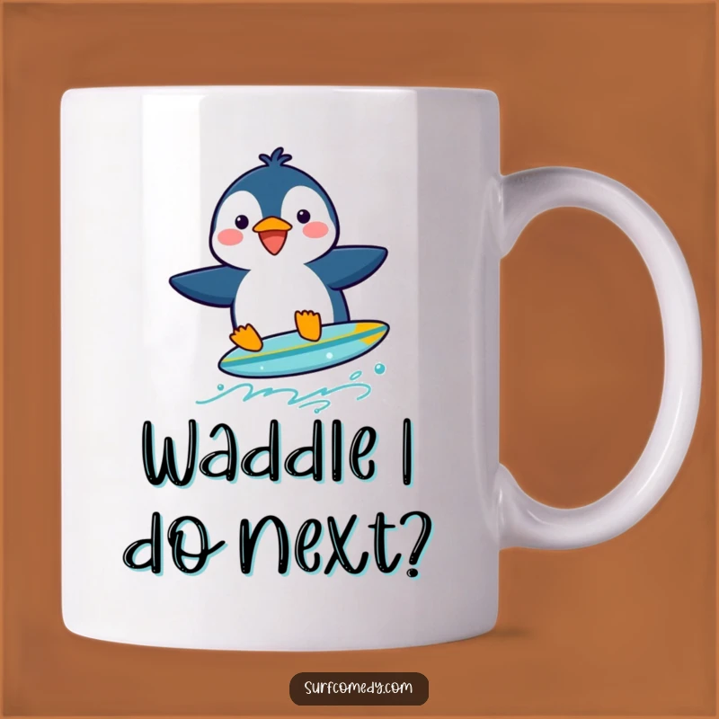 Funny Penguin Surfer Mug: Hilarious Arctic Adventure Gift for Penguin Lovers