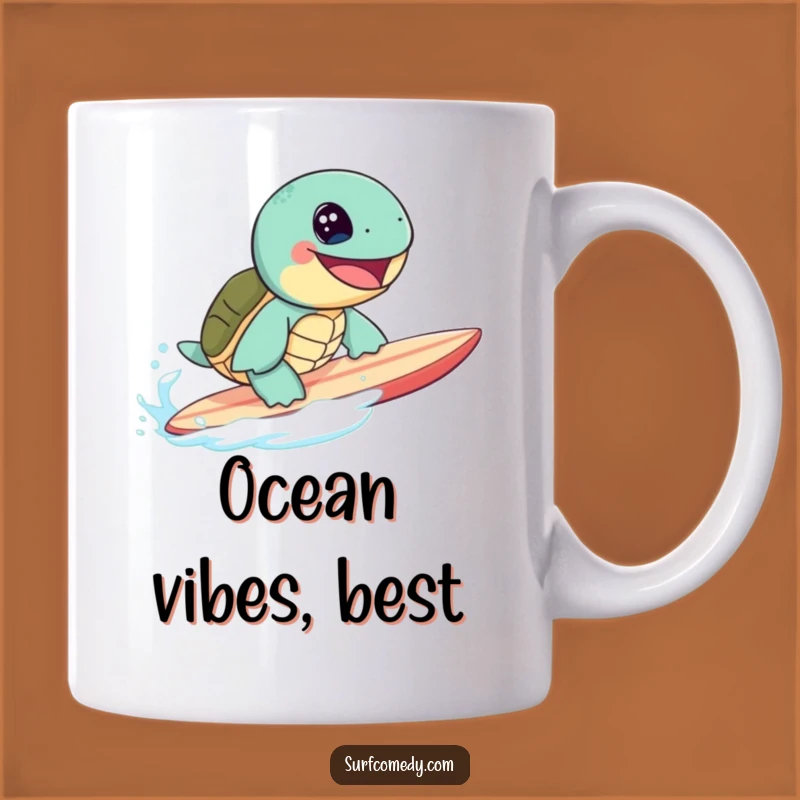Funny Sea Turtle Surfing Mug: Ride the Waves of Laughter Daily