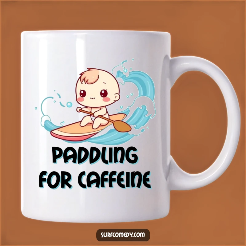 Funny Kawaii Surfer Paddling Mug: Joyful Ocean Journey Gift
