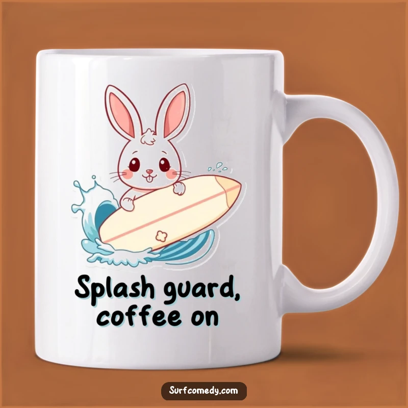 Funny Rabbit Surfer Shield Mug - Hilarious Wave Splash Protection Gift