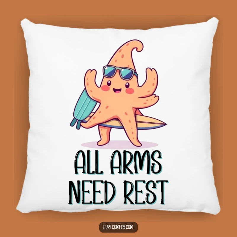 Funny Kawaii Starfish Surfer Pillow, Cozy Cute Beach Cushion Gift