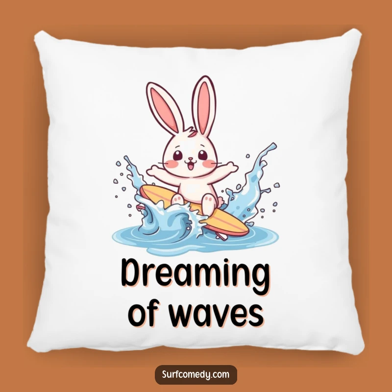 Funny Surfer Rabbit Wipeout Pillow: Comfy Chaos & Playful Decor