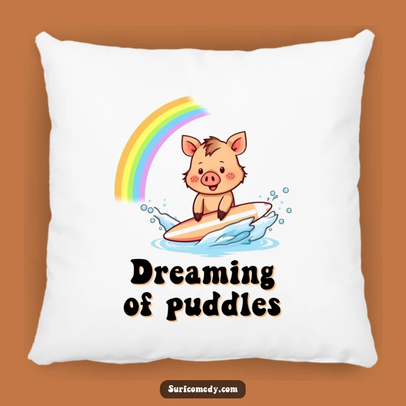 Funny Boar Surfer Pillow: Rainbow Splash Comfort - Comfy Funny Gift!
