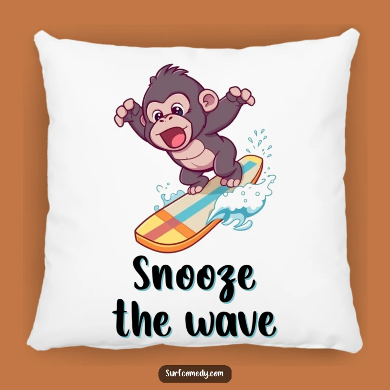 Funny Gorilla Surf Dive Pillow - Cozy Hilarious Home Decor Accent Gift