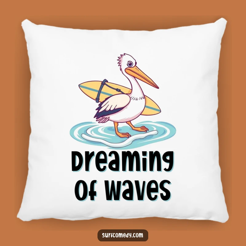 Funny Pelican Surfer Pillow - Comfy & Hilarious Beach Decor