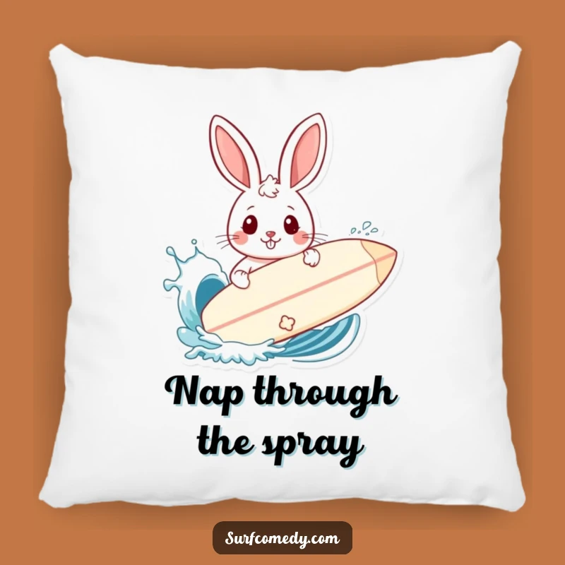 Funny Rabbit Surf Shield Pillow - Cozy Hilarious Wave Defense Decor Gift