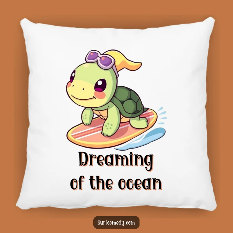 Funny Turtle Surfing Pillow - Cozy & Hilarious Home Decor Accent Gift