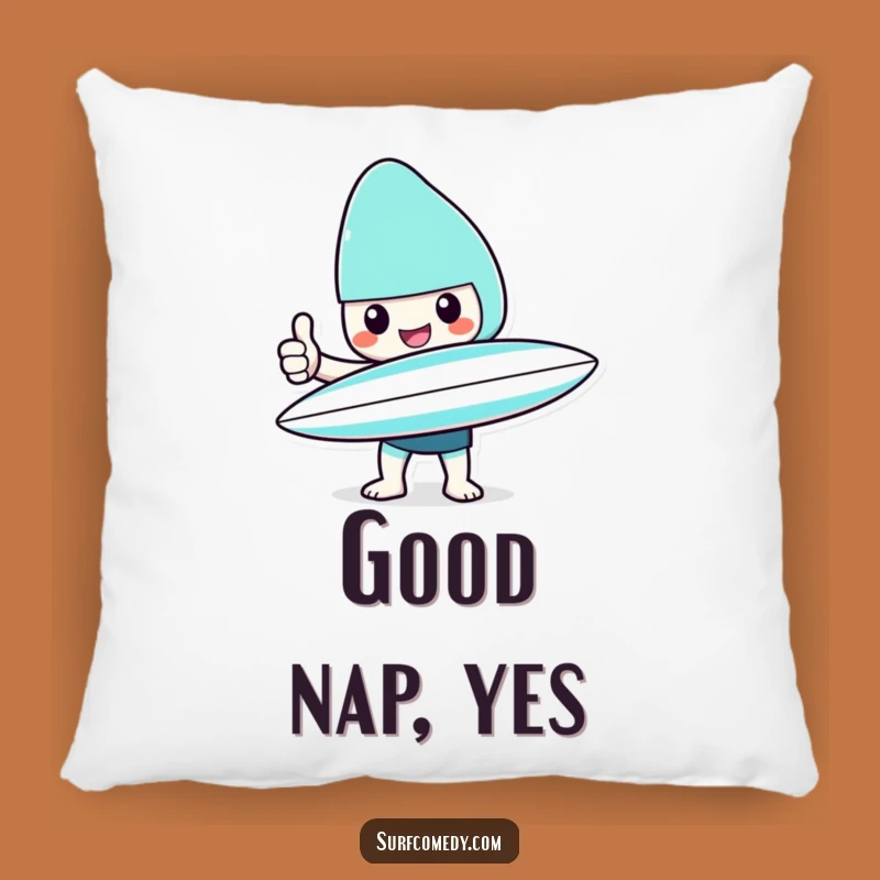 Funny Kawaii Surfer Thumbs Up Pillow: Comfy Cushion for Cheerful Dreams