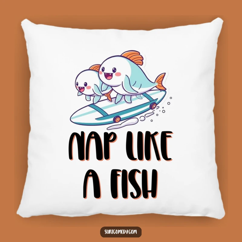 Funny Kawaii Fish Surfboard Pillow - Comfy & Hilarious Couch Accent Gift
