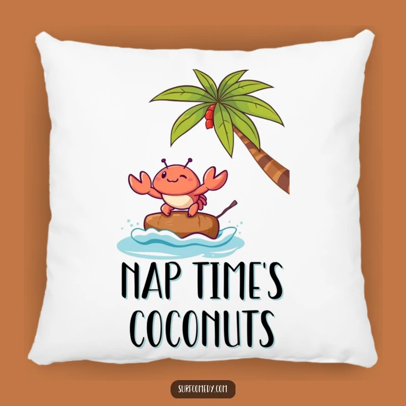 Funny Kawaii Crab Coconut Surf Pillow: Cozy & Cute Accent Pillow, Perfect Funny Gift