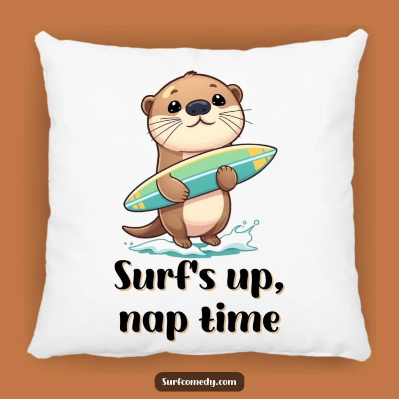 Funny Otter Surfing Pillow - Cozy & Hilarious Accent for Any Room