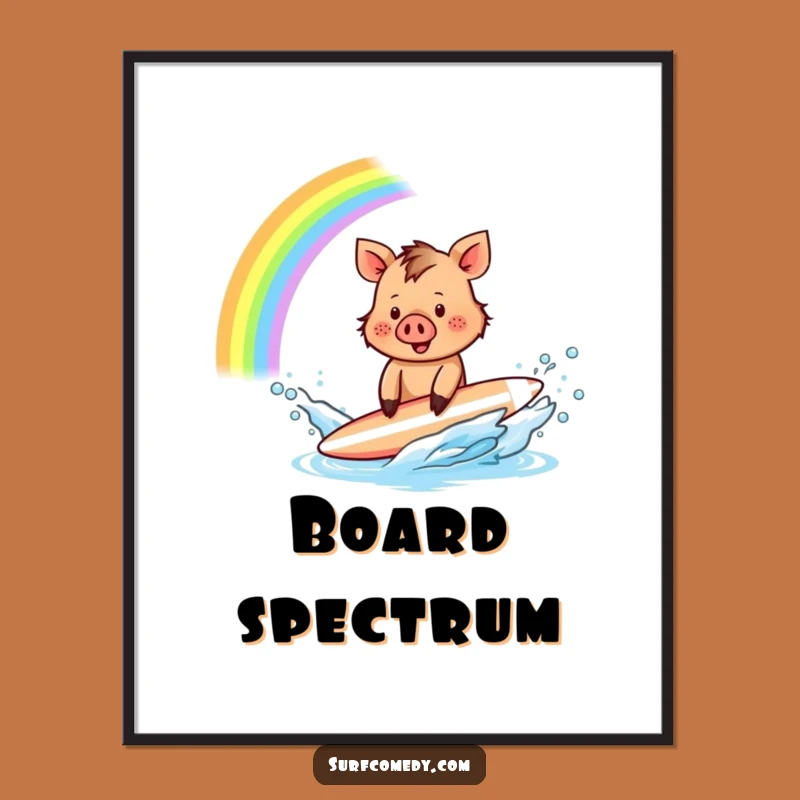 Funny Boar Surfer Digital Art: Rainbow Splash Fun - Instant Funny Gift!