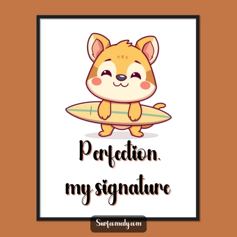 Funny Animal Surf Balance Digital Art - Cheerful Grin Decor!