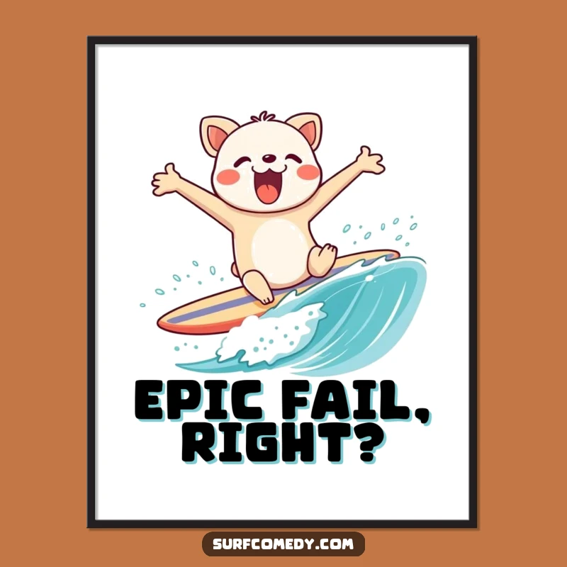 Funny Animal Surf Wipeout Digital Art - Hilarious Beach Decor!