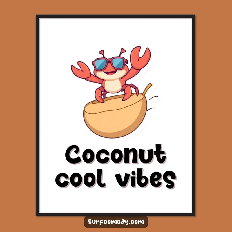Funny Crab Surfing Digital Art - Instant Download for Beach Decor