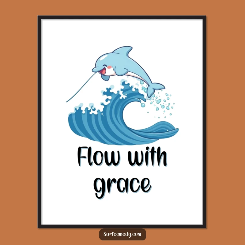 Funny Dolphin Wave Digital Art: Instant Ocean Joy Print, Perfect Funny Gift