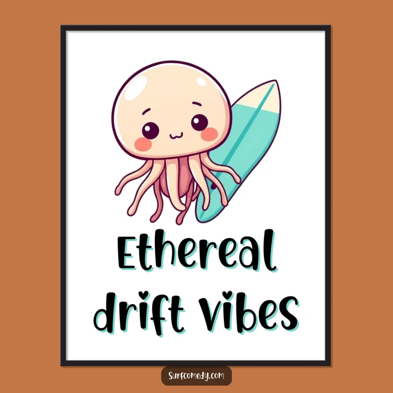 Funny Kawaii Jellyfish Digital Art - Instant Curious Ocean Decor